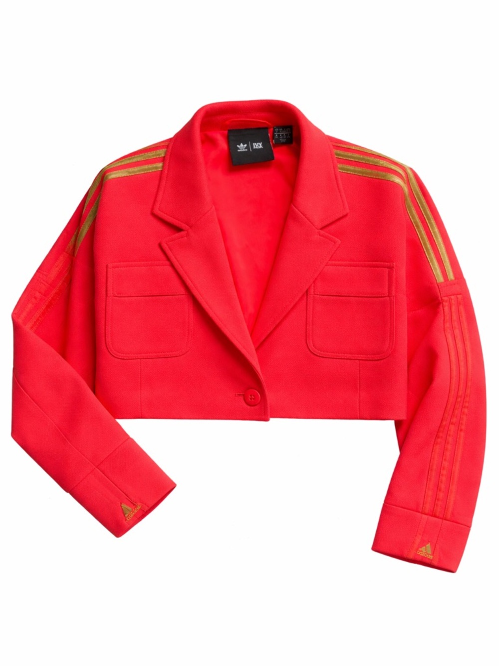 Adidas x IVY PARK IVP CRP SU JKT Red Cropped Blazer Jacket Gold Stripes NWT M